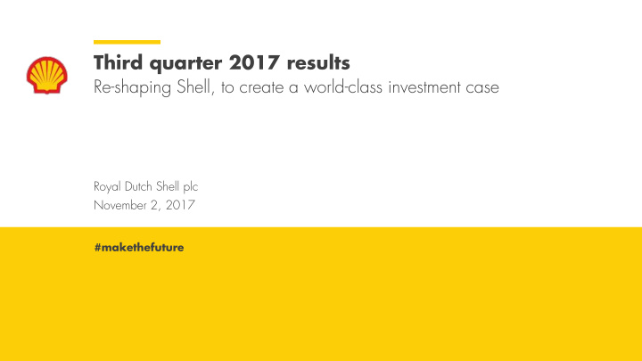 third quarter 2017 results