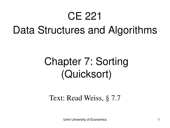 data structures and algorithms chapter 7 sorting