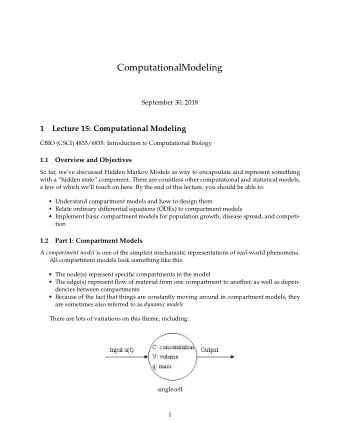 ComputationalModeling  September 30, 2018  1  Lecture 15: Computational Modeling  CBIO (CSCI)