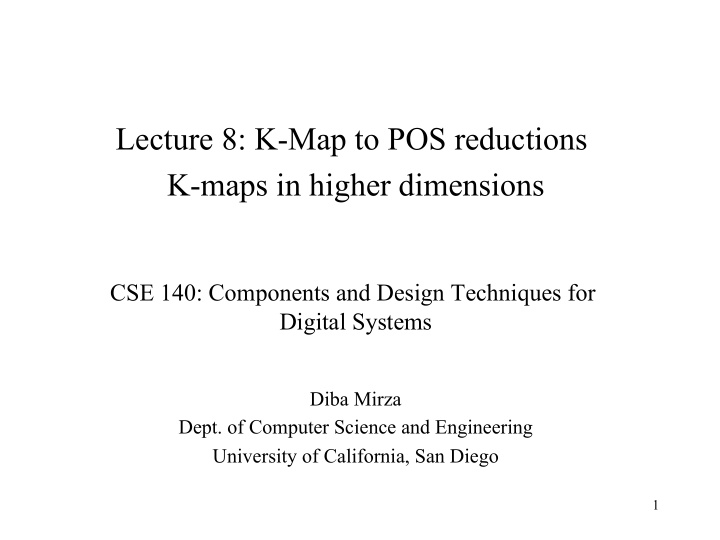 lecture 8 k map to pos reductions k maps in higher