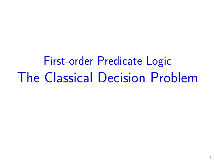the classical decision problem