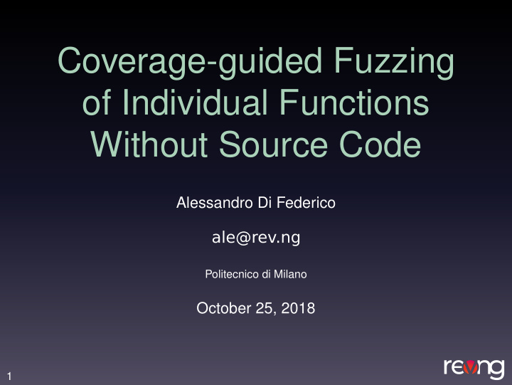 coverage guided fuzzing of individual functions without