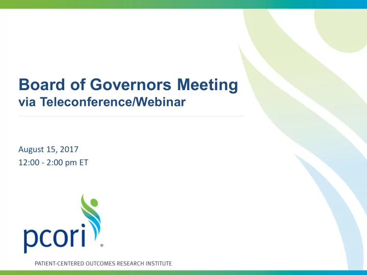 board of governors meeting