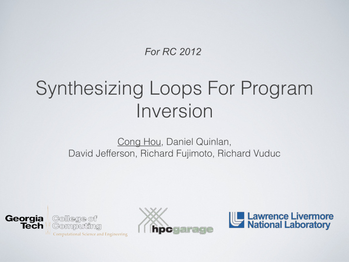 synthesizing loops for program inversion