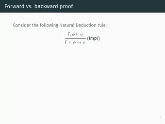 Forward vs. backward proof  Consider the following Natural Deduction rule:  Rule can be read in two