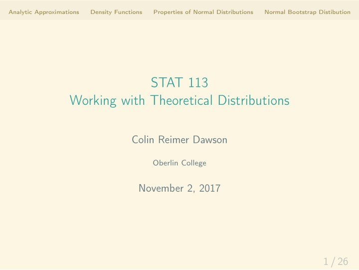 stat 113 working with theoretical distributions