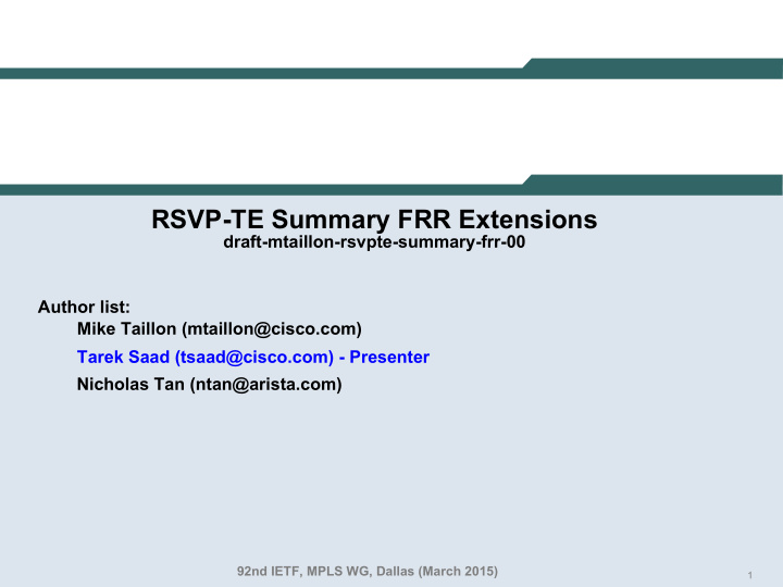 rsvp te summary frr extensions