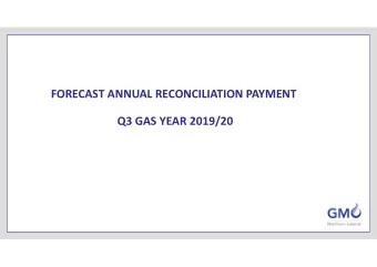 FORECAST ANNUAL RECONCILIATION PAYMENT  Q3 GAS YEAR 2019/20  Forecast Annual Reconciliation