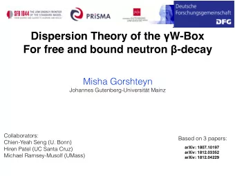 Dispersion Theory of the  W-Box For free and bound neutron  -decay  Misha Gorshteyn  Johannes