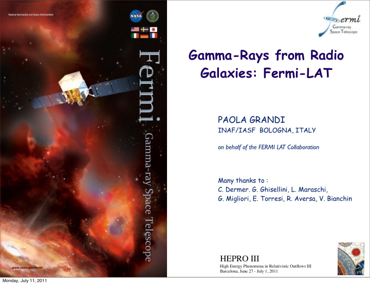 gamma rays from radio galaxies fermi lat