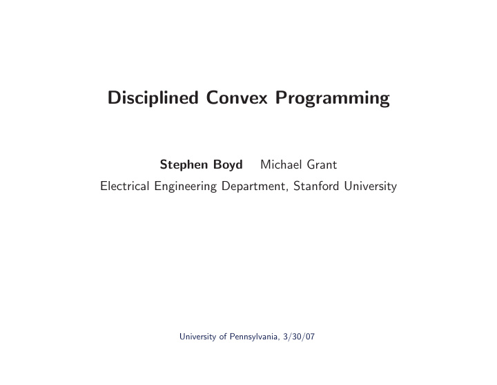 disciplined convex programming