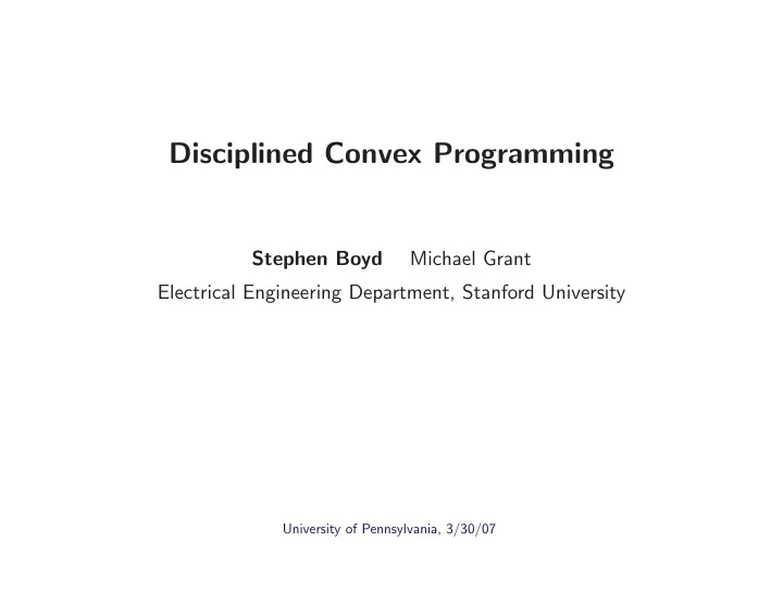 disciplined convex programming