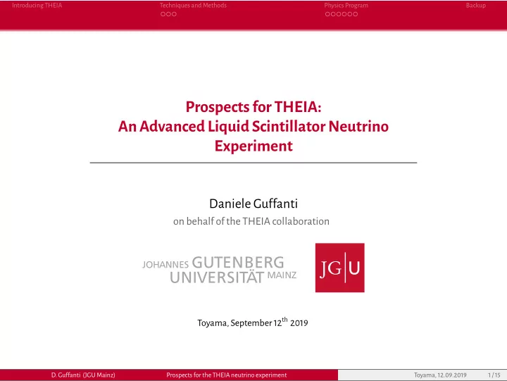 prospects for theia an advanced liquid scintillator
