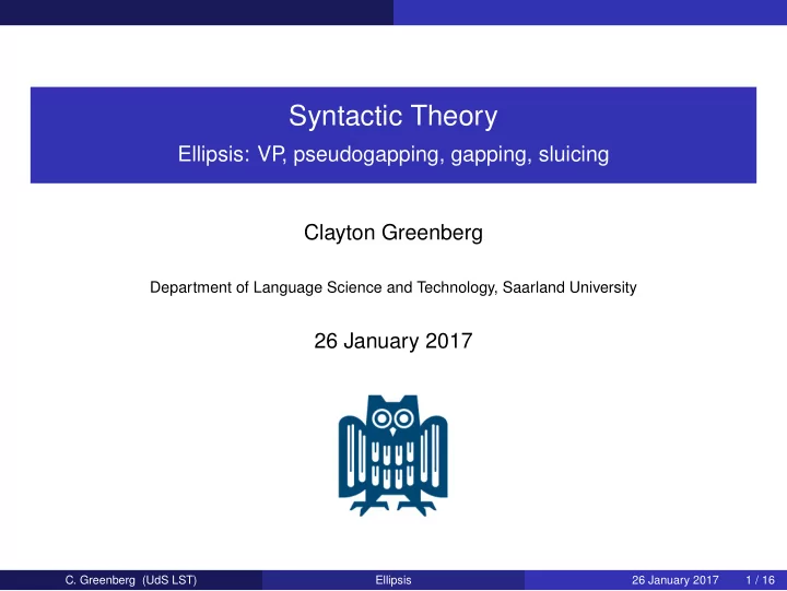 syntactic theory