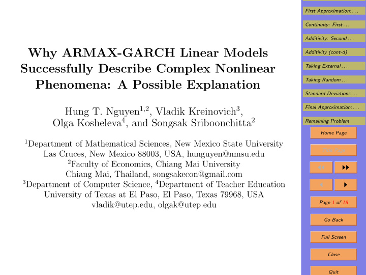 why armax garch linear models