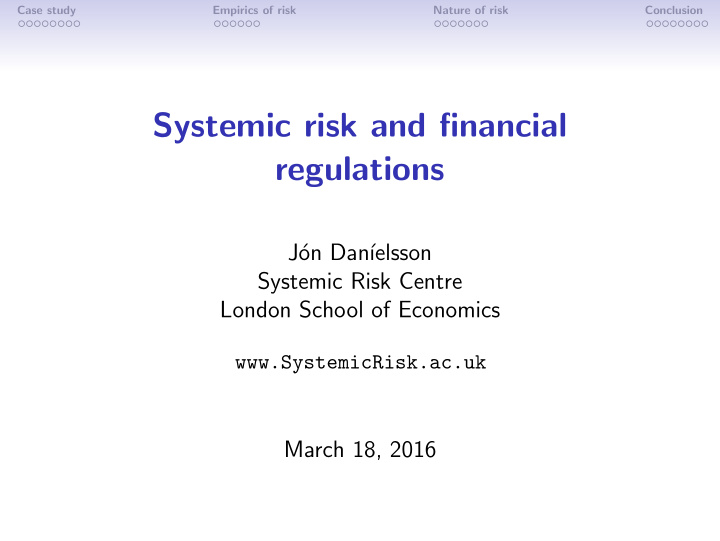 systemic risk and financial regulations