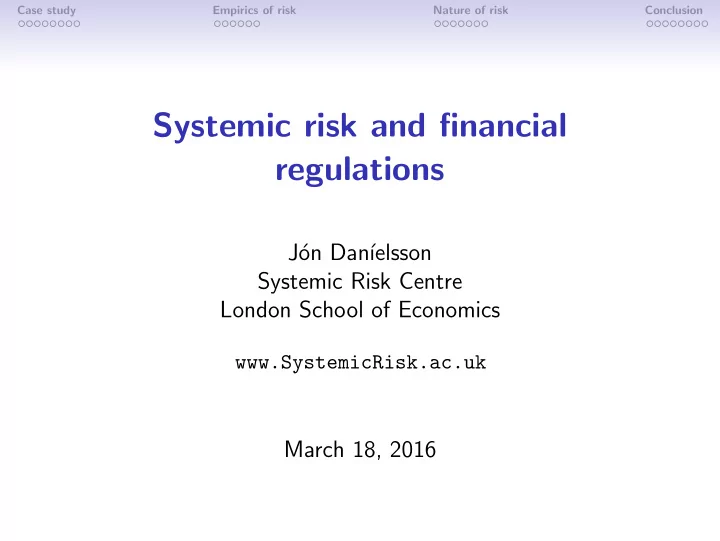 systemic risk and financial regulations