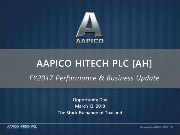 aapico hitech plc ah