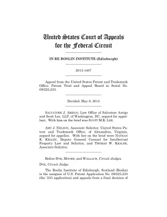 United States Court of Appeals  for the Federal Circuit  ______________________ IN RE ROSLIN