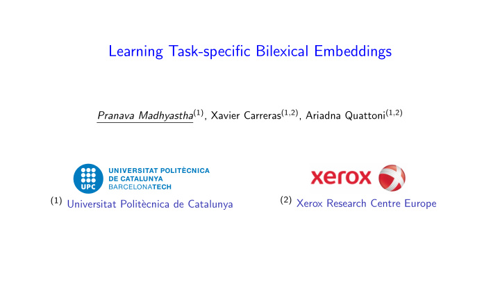 learning task specific bilexical embeddings