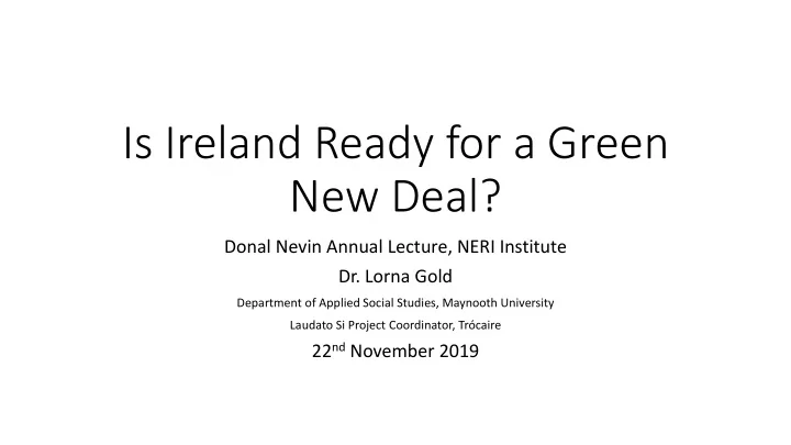is ireland ready for a green new deal