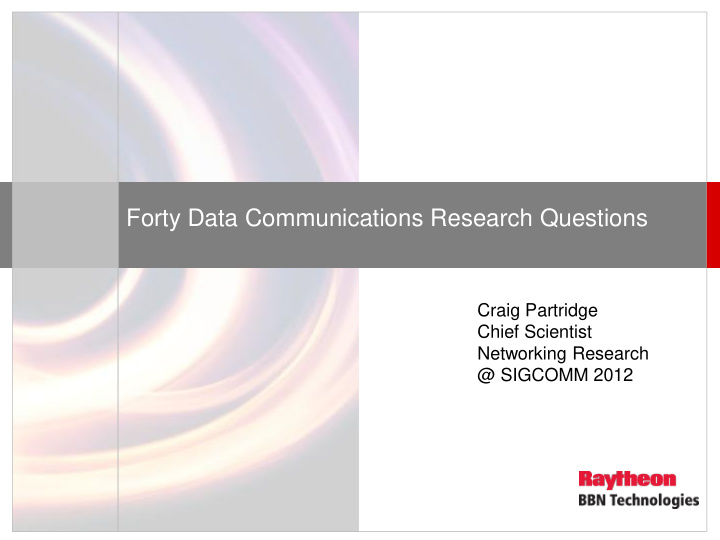 forty data communications research questions