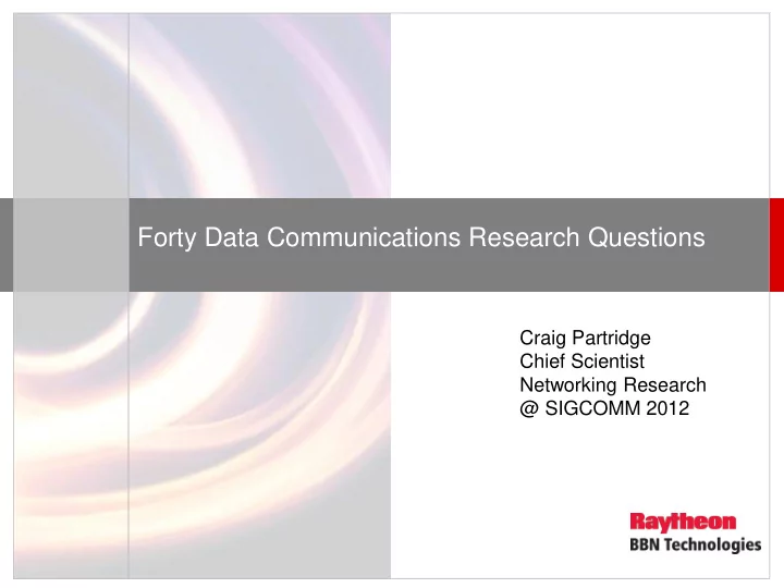 forty data communications research questions