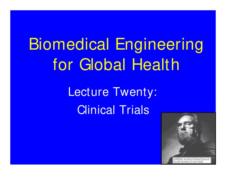 biomedical engineering for global health