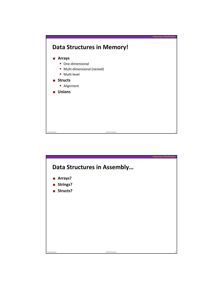 data structures in memory