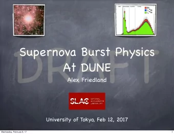DRAFT  Supernova Burst Physics  At DUNE  Alex Friedland  University of Tokyo, Feb 12, 2017