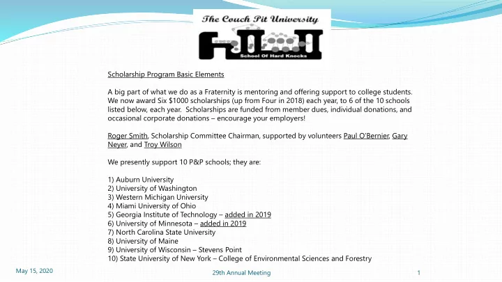scholarship program basic elements a big part of what we