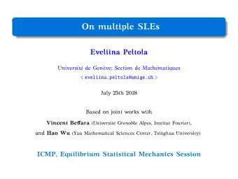 On multiple SLEs  Eveliina Peltola  Universit de Genve; Section de Mathmatiques &lt;