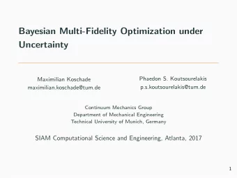 Bayesian Multi-Fidelity Optimization under  Uncertainty  Phaedon S. Koutsourelakis  Maximilian