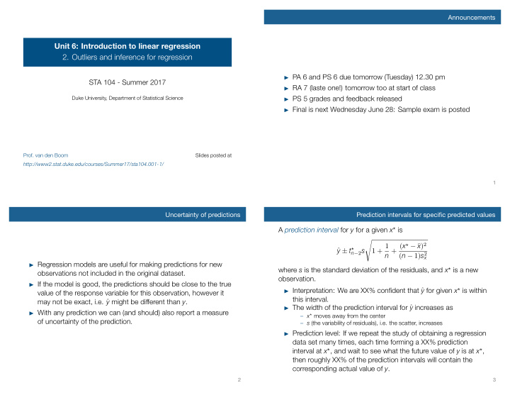 unit 6 introduction to linear regression 2 outliers and