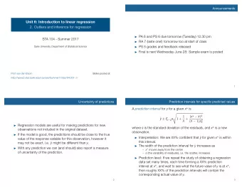 Unit 6: Introduction to linear regression  2. Outliers and inference for regression  PA 6 and PS