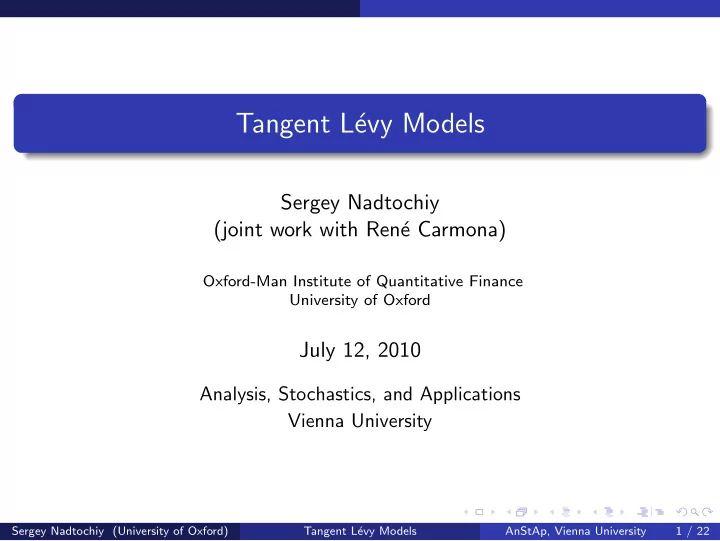 tangent l evy models