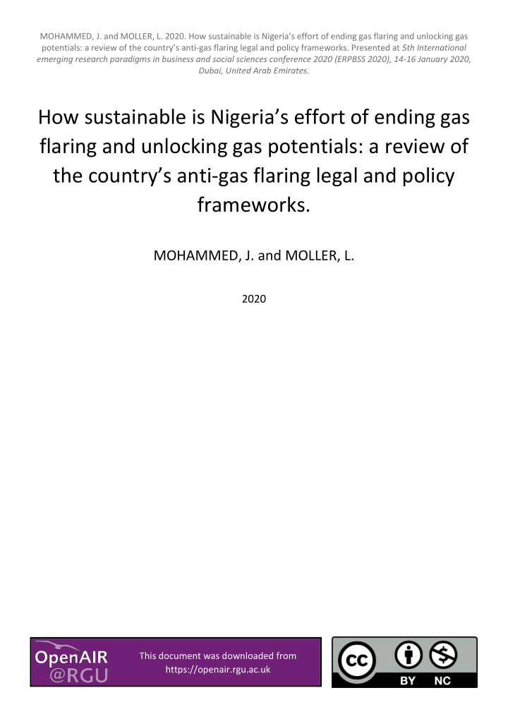 how sustainable is nigeria s effort of ending gas flaring