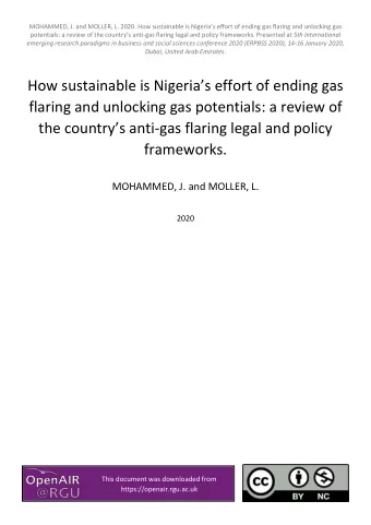 How sustainable is Nigerias effort of ending gas  flaring and unlocking gas potentials: a review