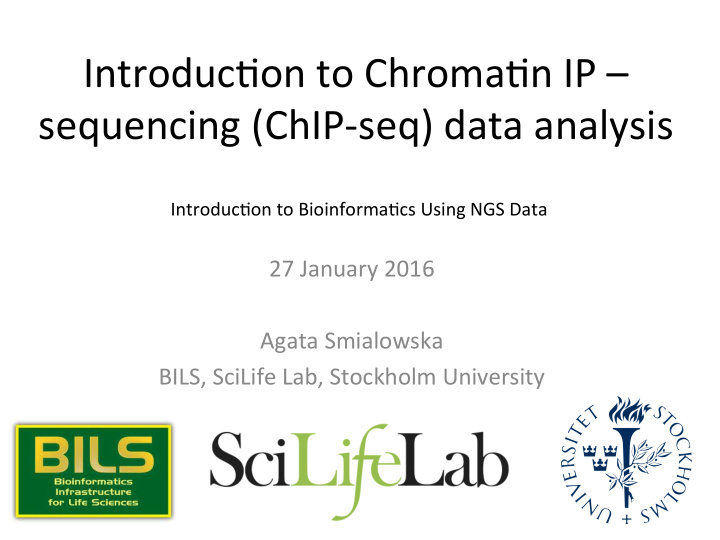 introduc on to chroma n ip sequencing chip seq data