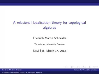 A relational localisation theory for topological  algebras  Friedrich Martin Schneider  Technische