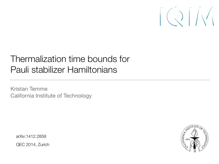 thermalization time bounds for pauli stabilizer