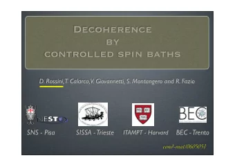 Decoherence  by  controlled spin baths  D. Rossini,  T. Calarco,  V. Giovannetti, S. Montangero and