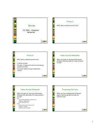 Review  CS 3516  Computer  CS 3516 Computer  Networks  Protocol  Home Access Networks  What