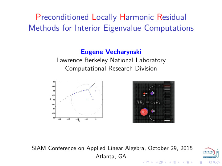 preconditioned locally harmonic residual methods for