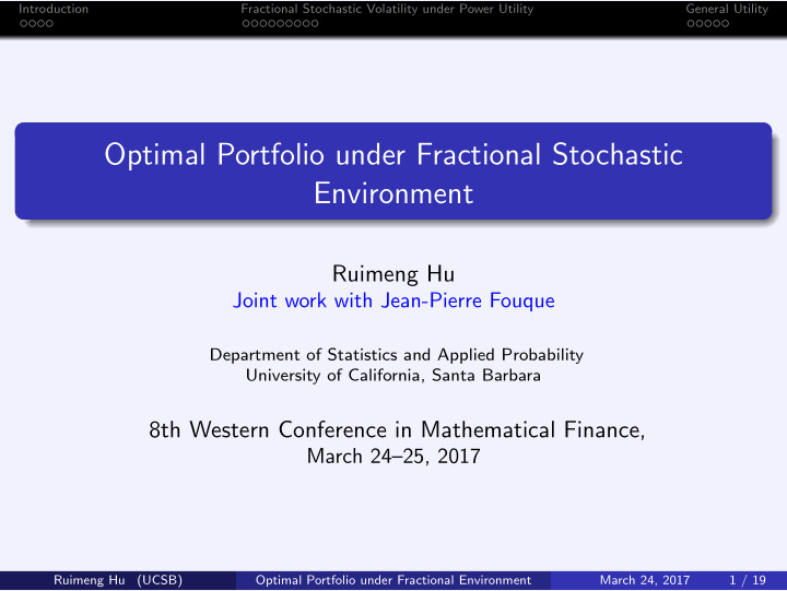 optimal portfolio under fractional stochastic environment