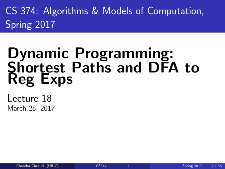 dynamic programming shortest paths and dfa to reg exps