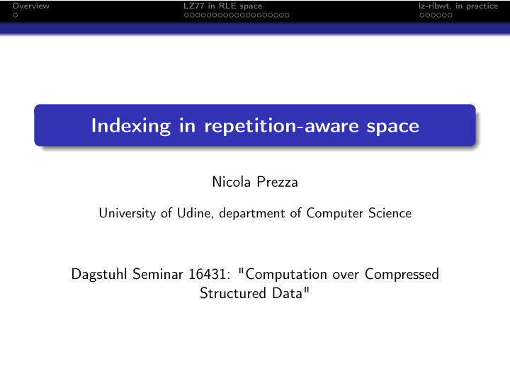 indexing in repetition aware space