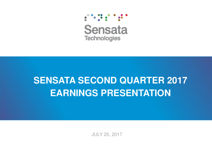 sensata second quarter 2017