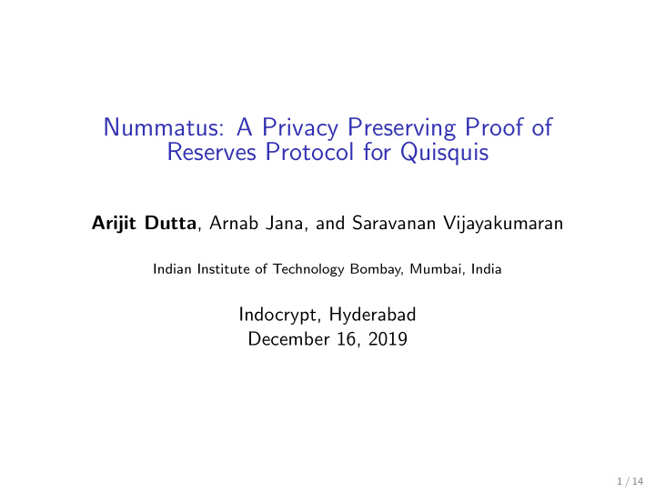 nummatus a privacy preserving proof of reserves protocol
