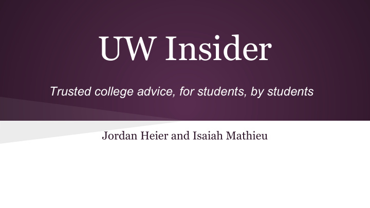 uw insider